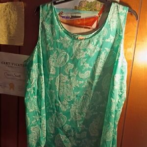 Faded Glory Teal Paisley Tank Top